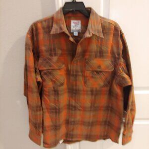 North Country Mens Button Up Flannel Plaid Shirt Large Orange Green Outdoor Gear